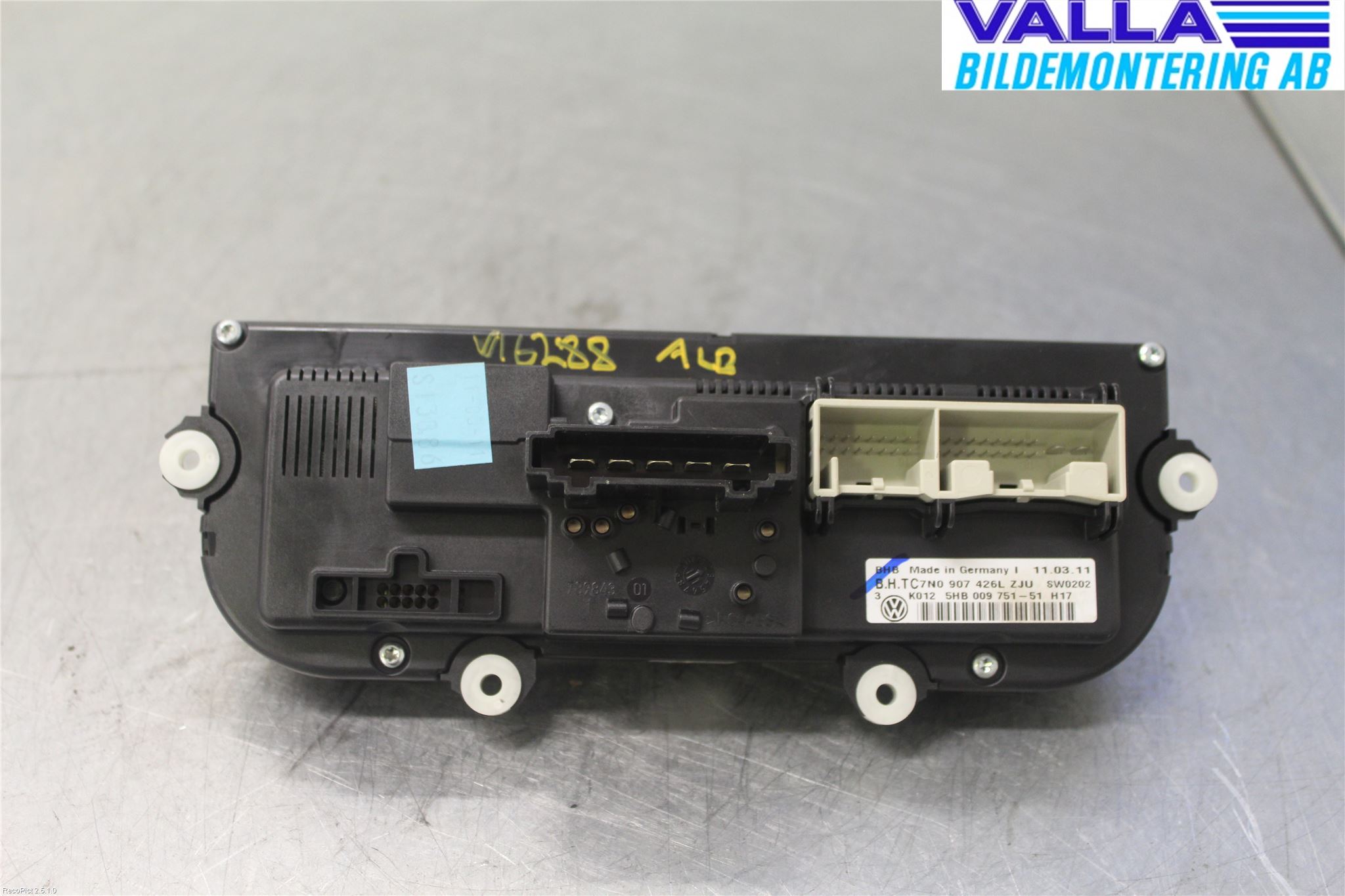 Volkswagen VW GOLF VI 09-13 Varme Ac Betjening-Display