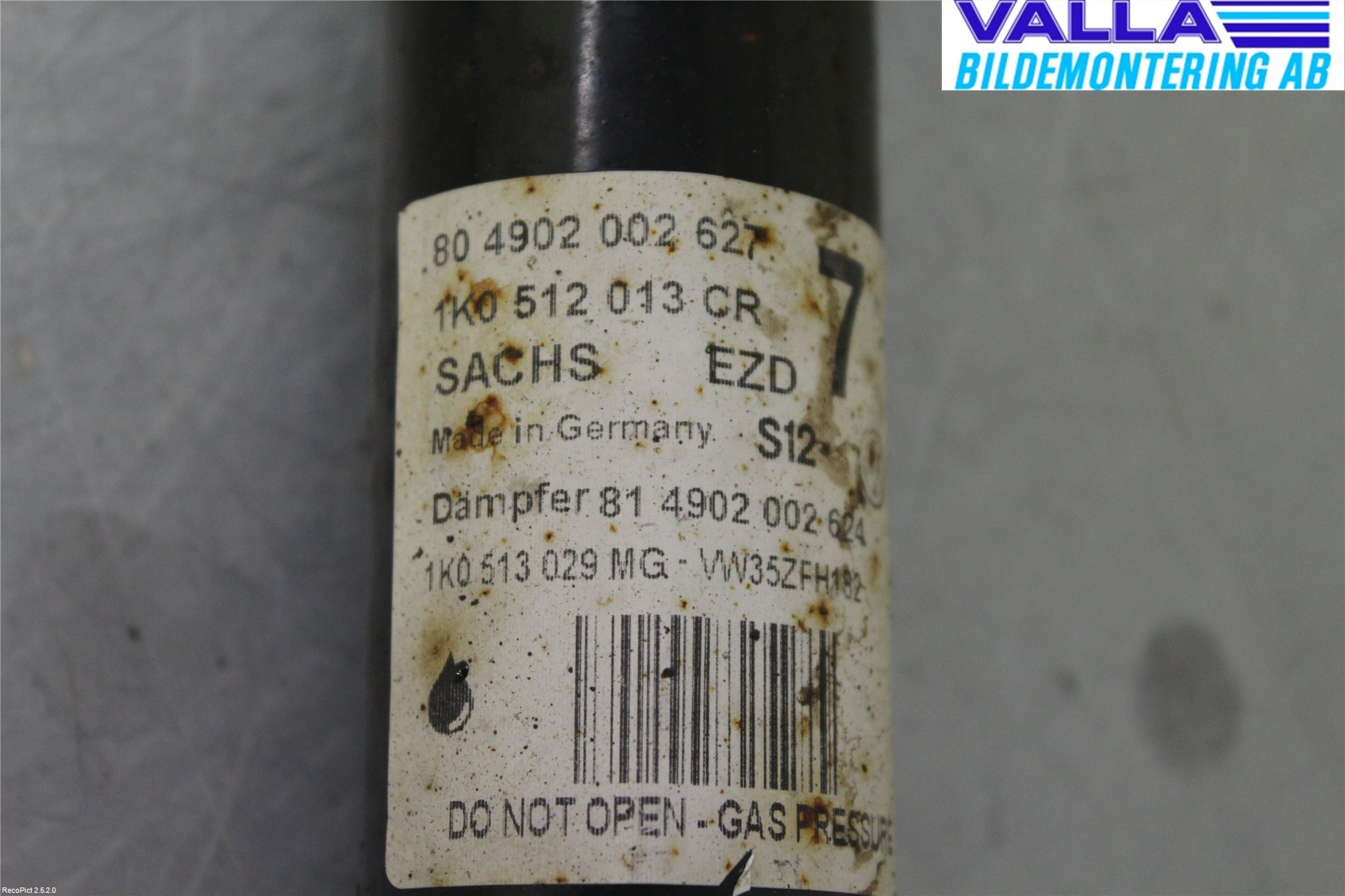 Volkswagen VW GOLF VI 09-13 Støtdemper Bak