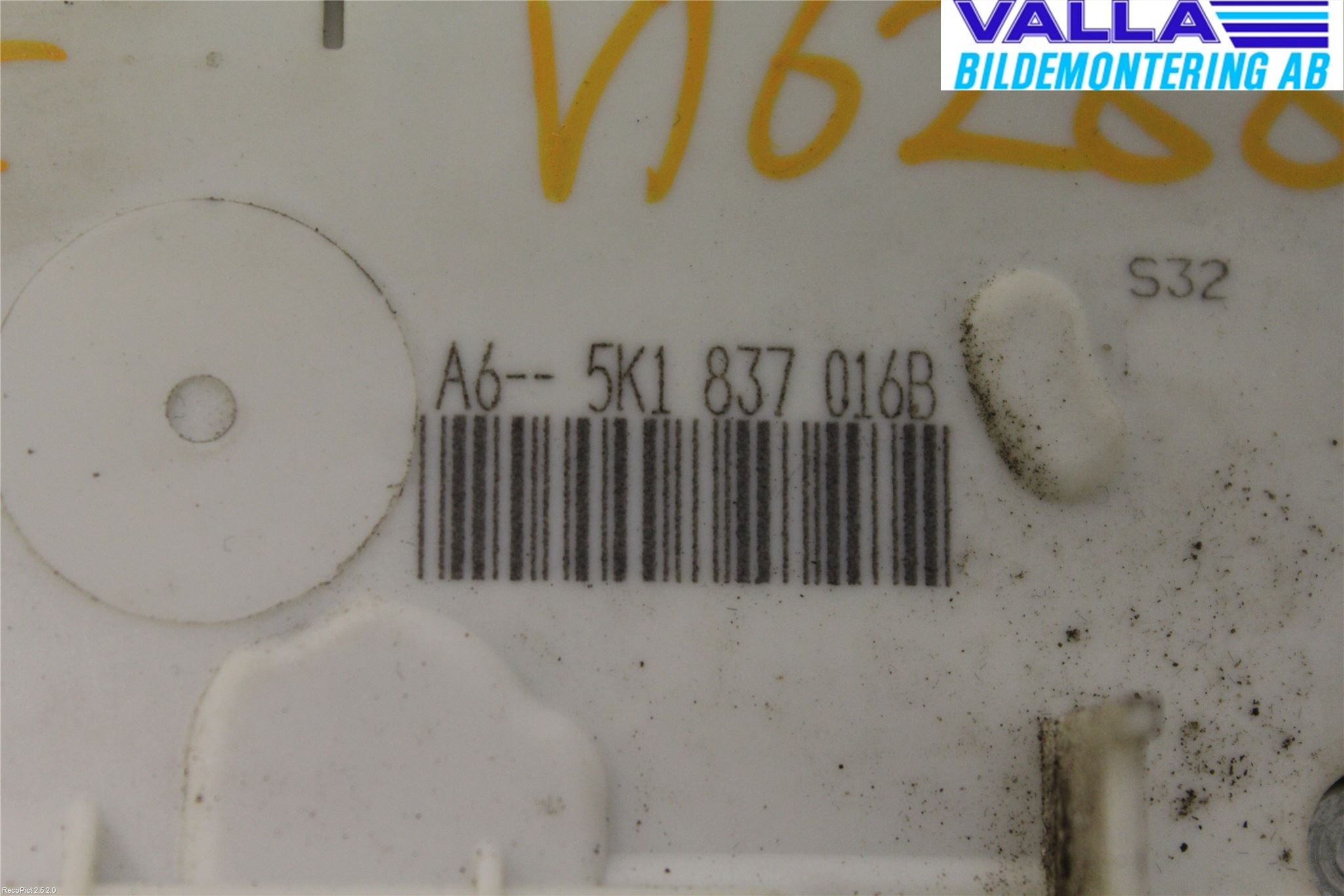 Volkswagen VW GOLF VI 09-13 Dørlås - Låsekasse
