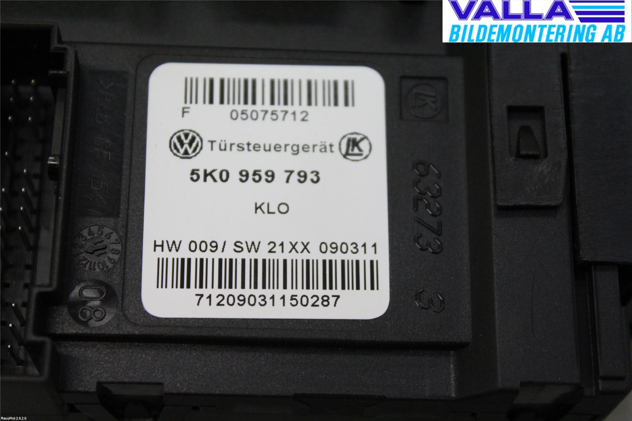 Volkswagen VW GOLF VI 09-13 Vindusheismotor