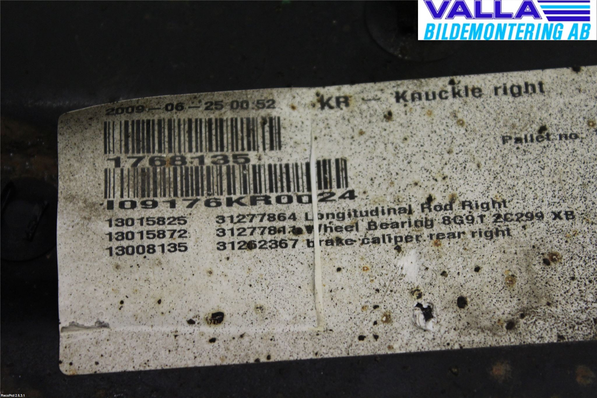 Volvo XC60 09-13 Bærearm Bak Høyre