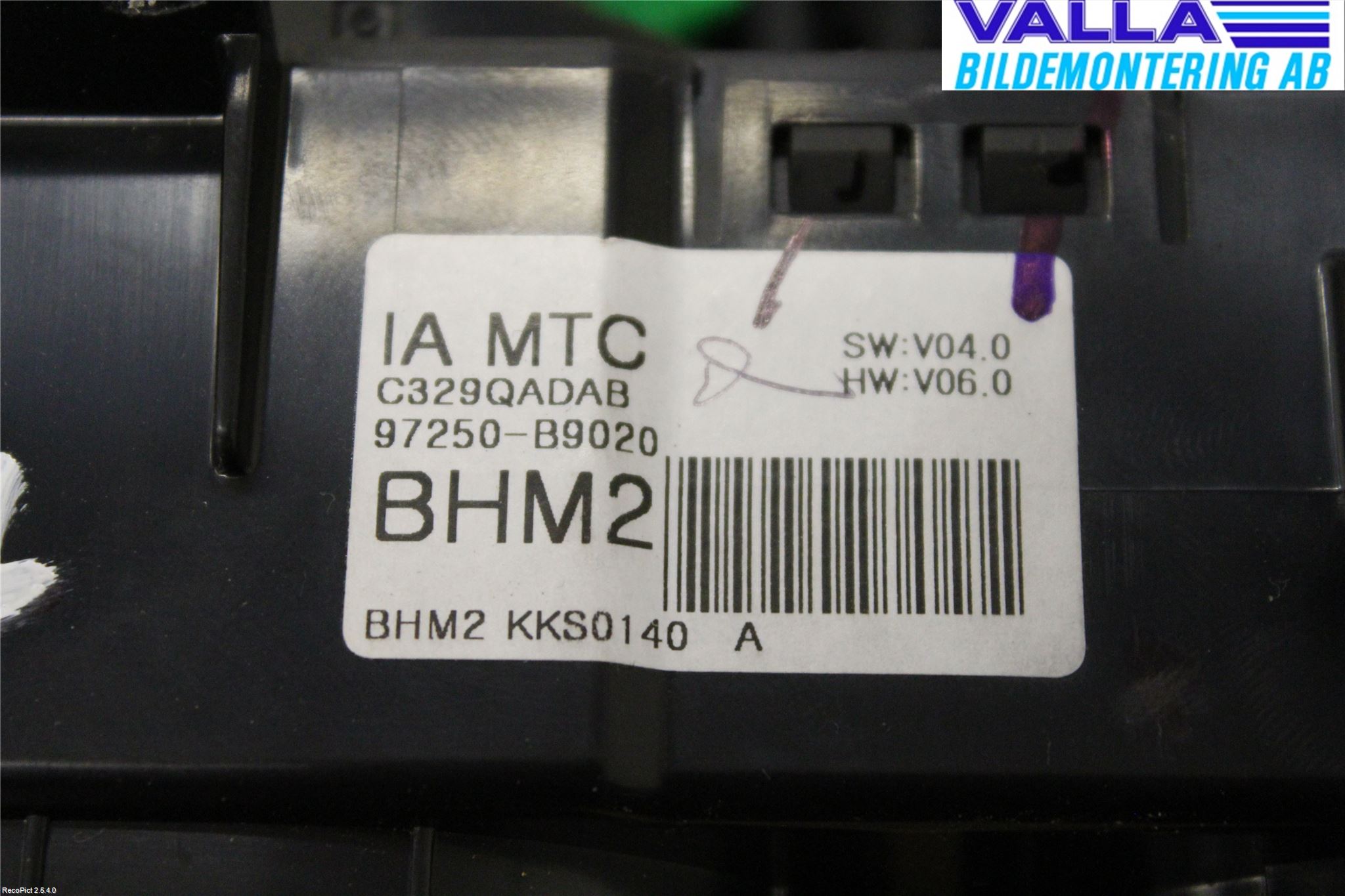 Hyundai i10 BA 14-16 Varme Ac Betjening-Display