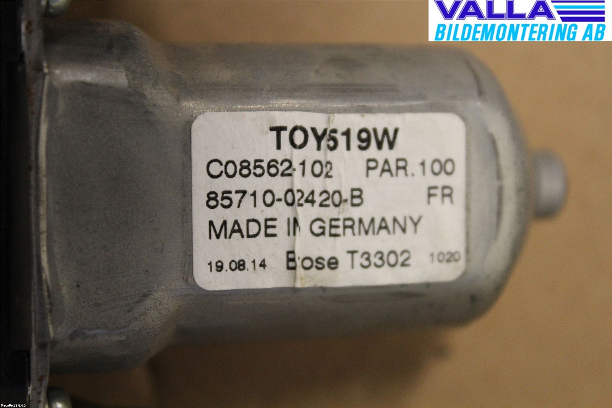 Toyota AURIS 13-19 Vindusheis El Komp