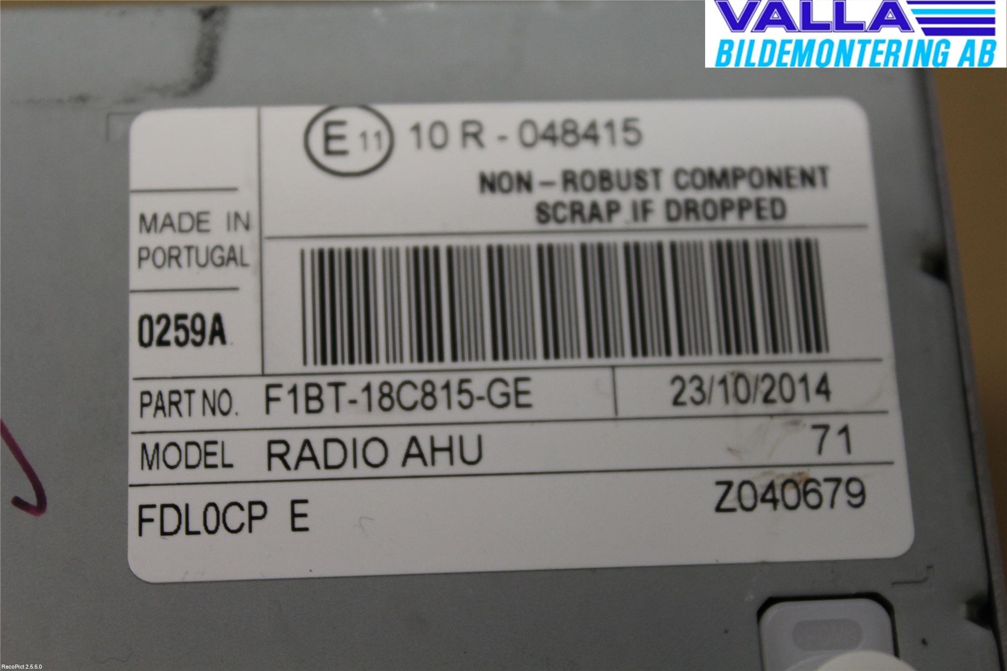 Ford TRANSIT SKÅP/BUSS 14-22 Stereo Radio Med Cd