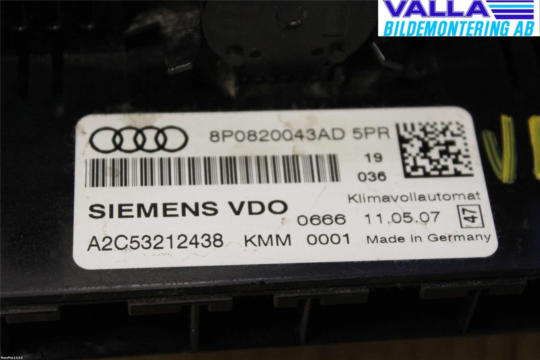 Audi A3/S3     04-05 Varme Ac Betjening-Display