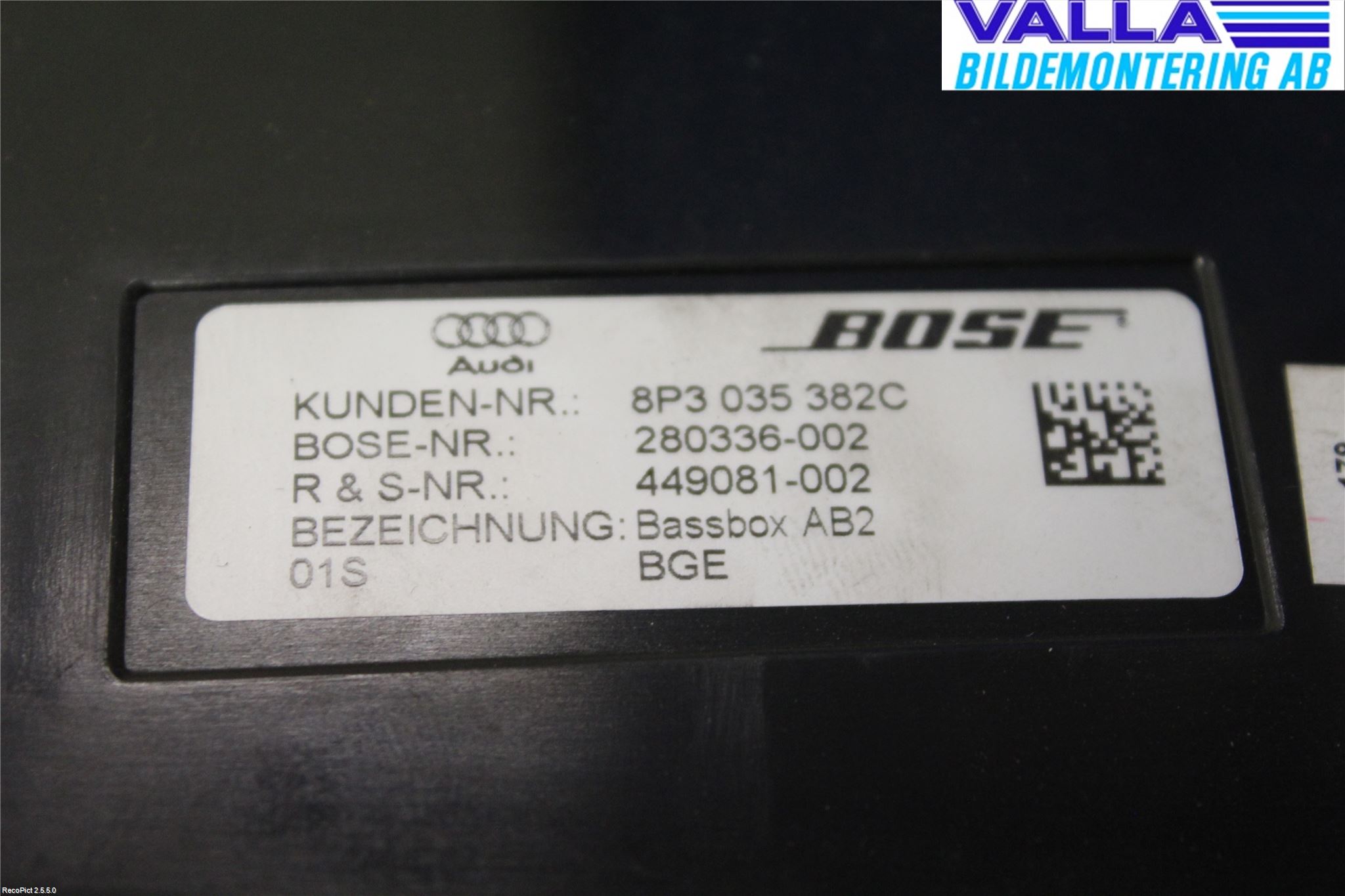 Audi A3/S3     04-05 Innr Høyttaler