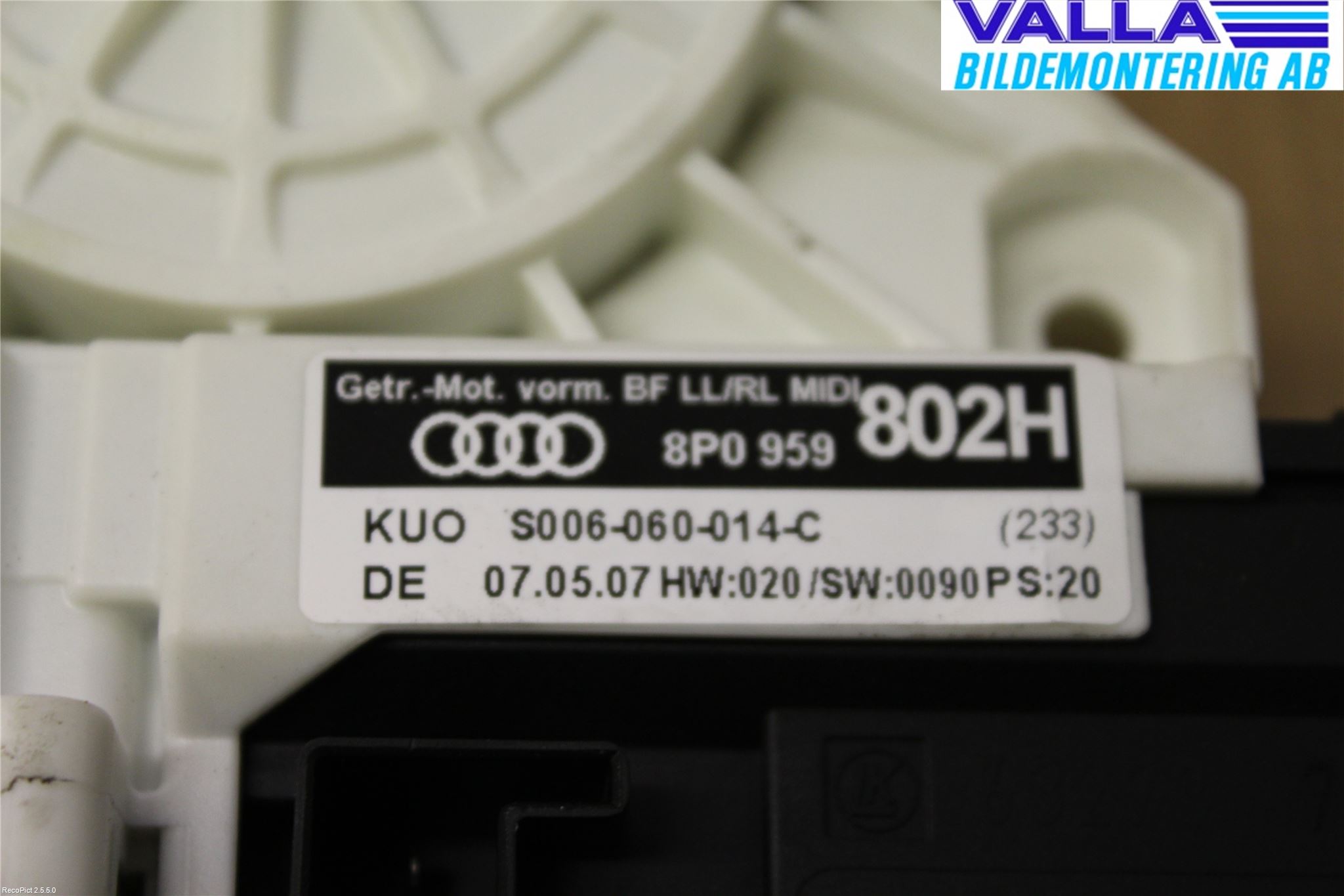 Audi A3/S3     04-05 Vindusheismotor