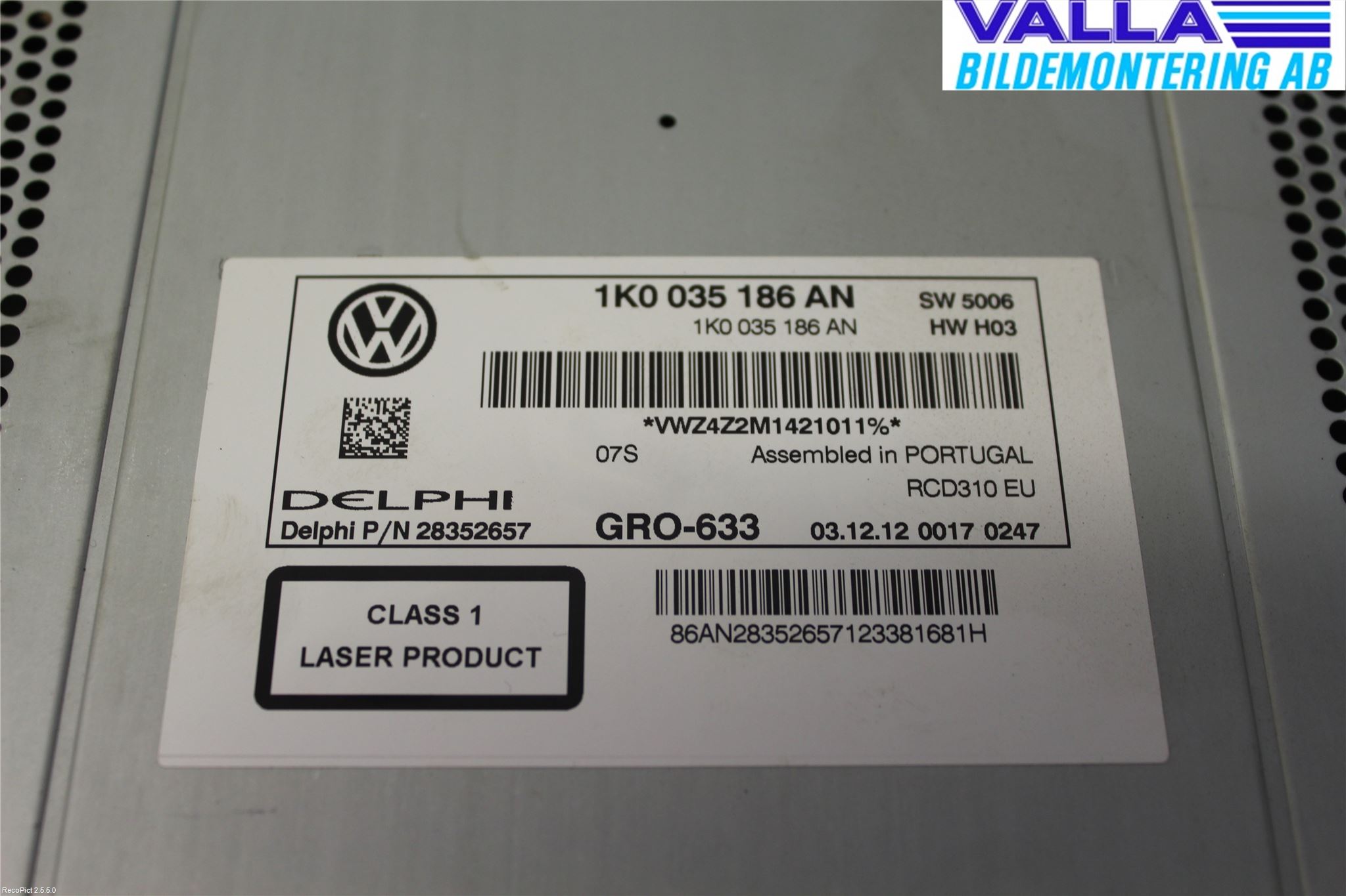 Volkswagen VW AMAROK 2H 10-22 Stereo Radio Med Cd