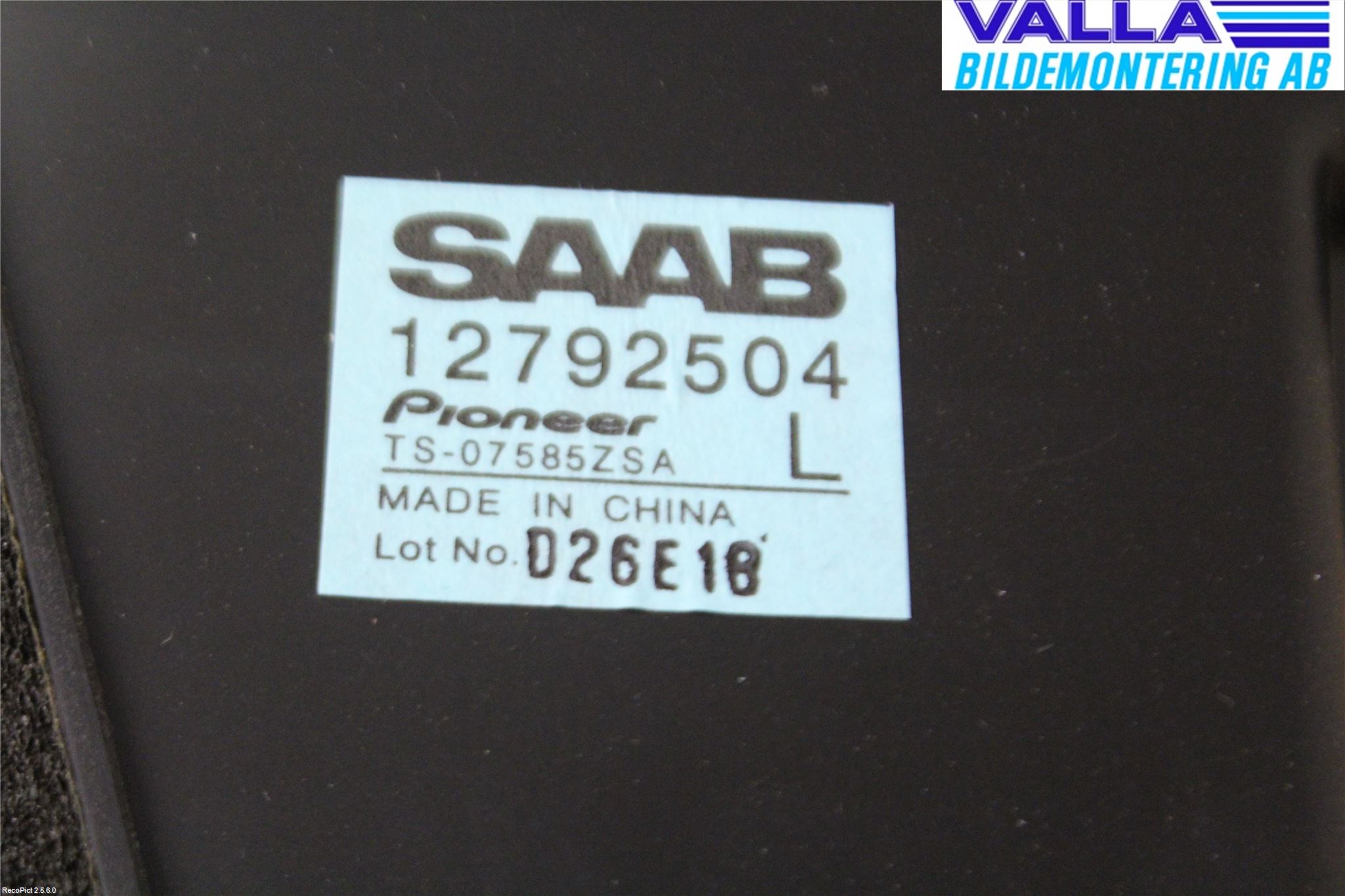 Saab 9-3 VER 2 Innr Høyttaler