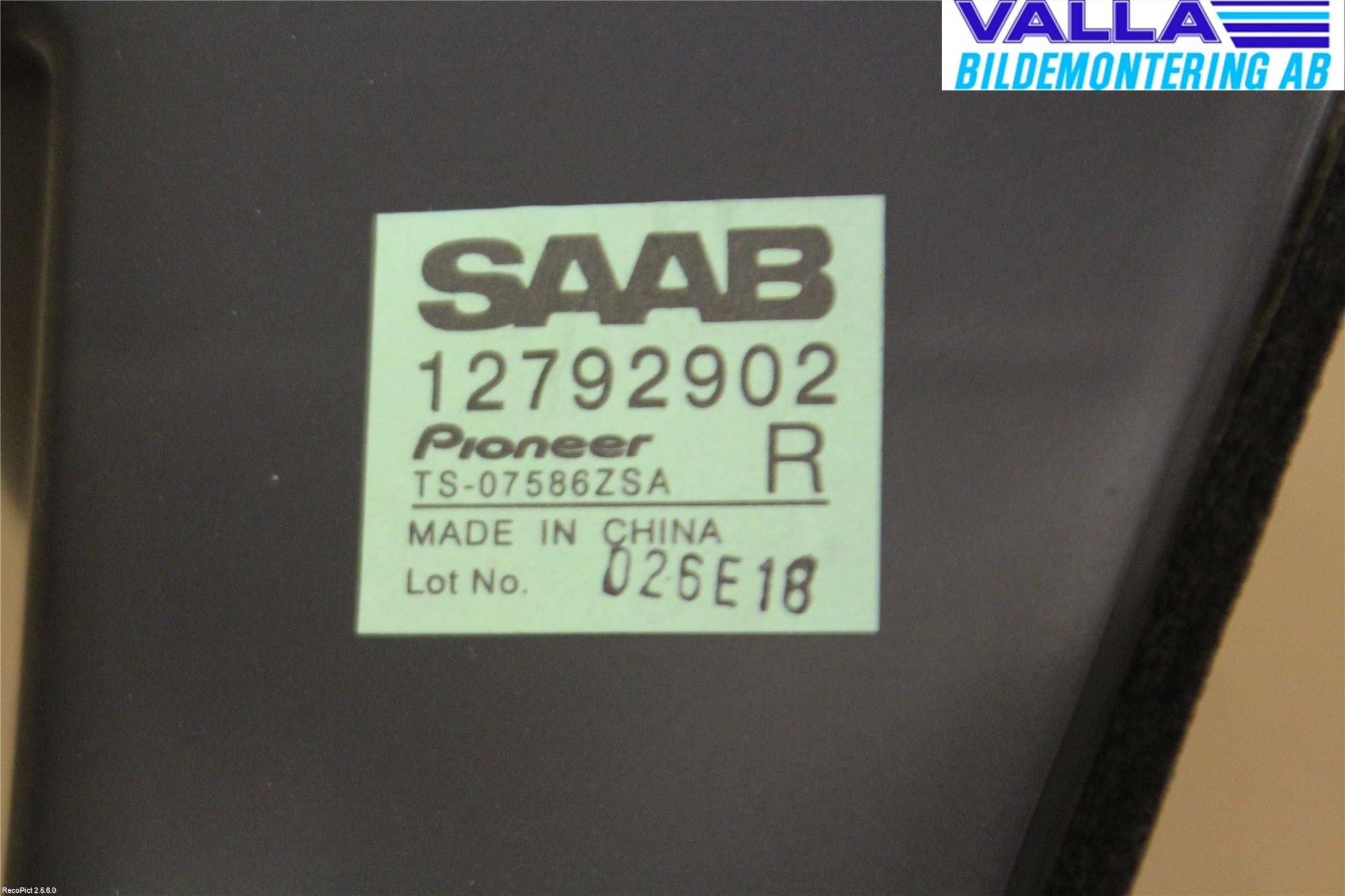 Saab 9-3 VER 2 Innr Høyttaler