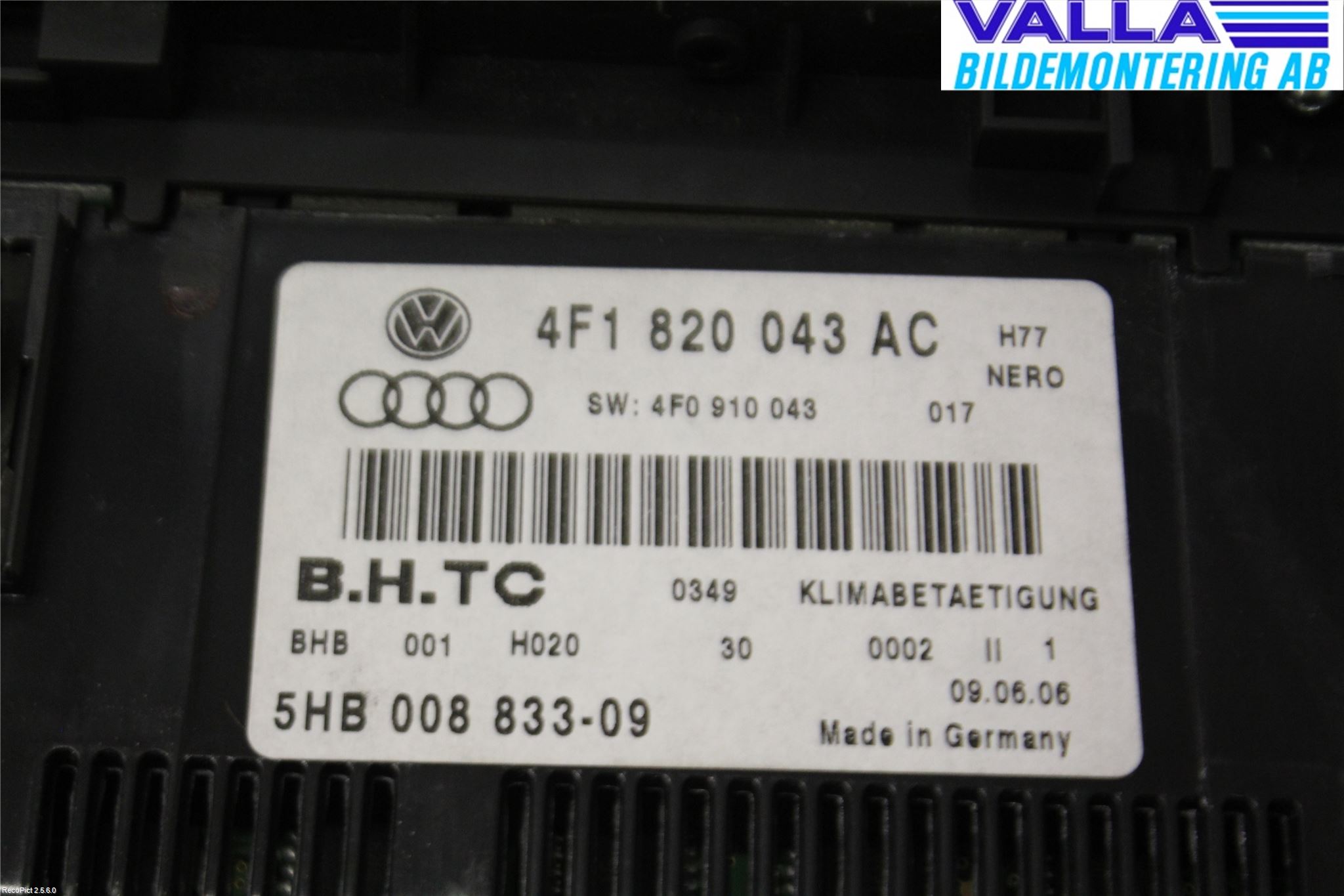 Audi ALLROAD 06-11 Varme Ac Betjening-Display