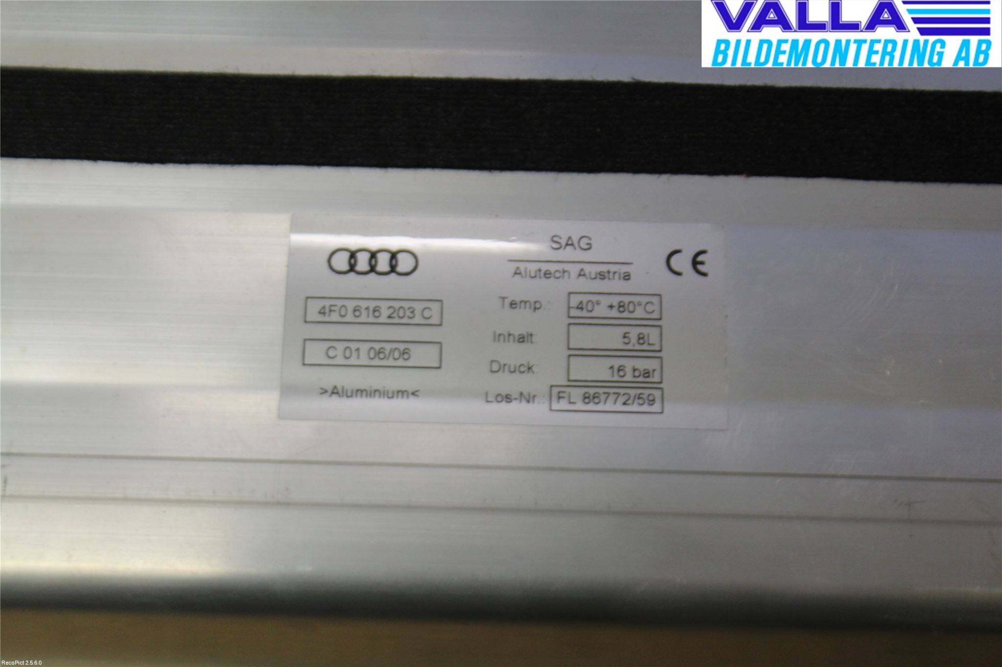 Audi ALLROAD 06-11 Nivå/Lufrfrändring Trycktank