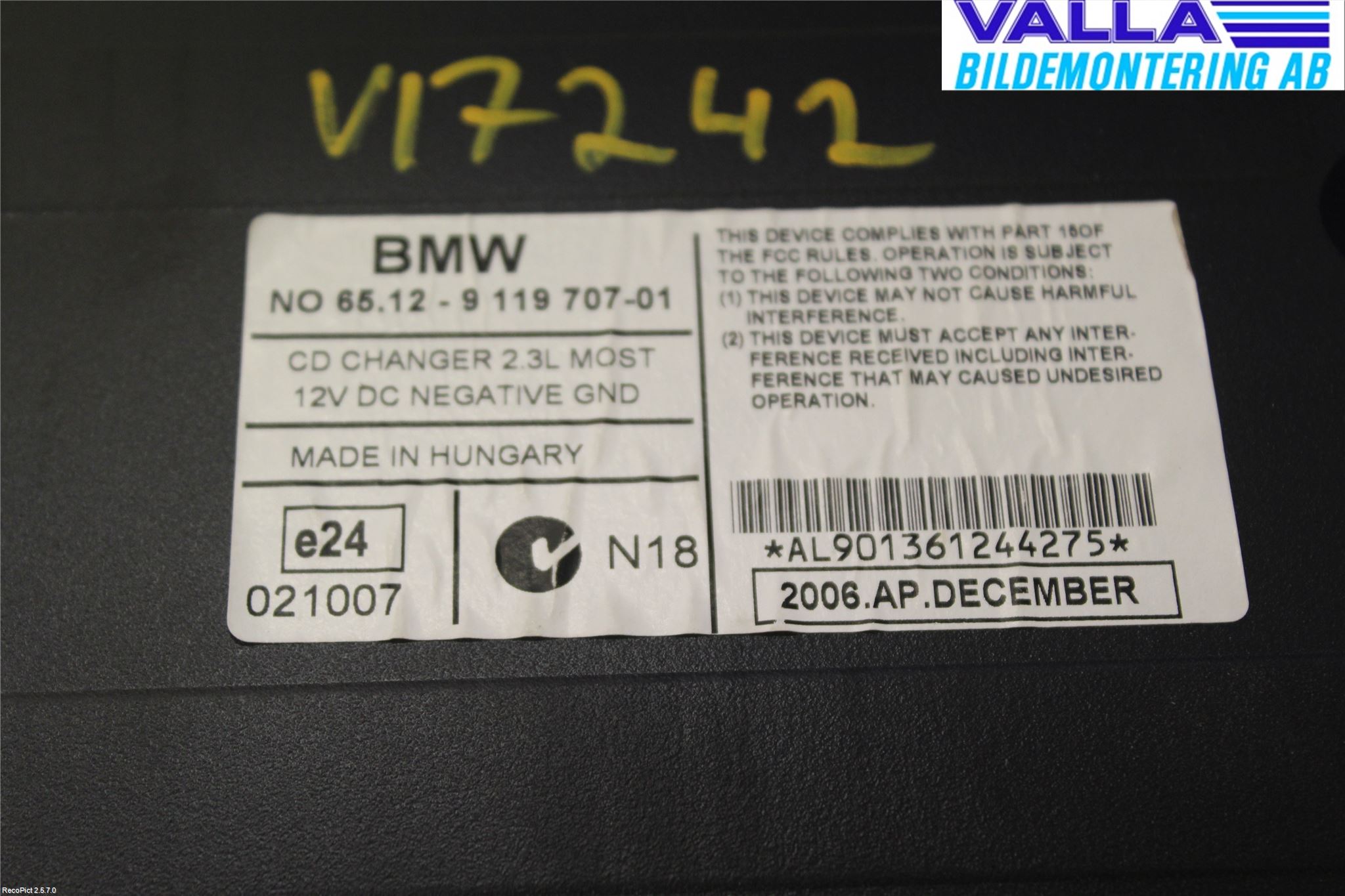 BMW 3 E92/93 Coupé/Cab 05-14 Stereo Cd Veksler