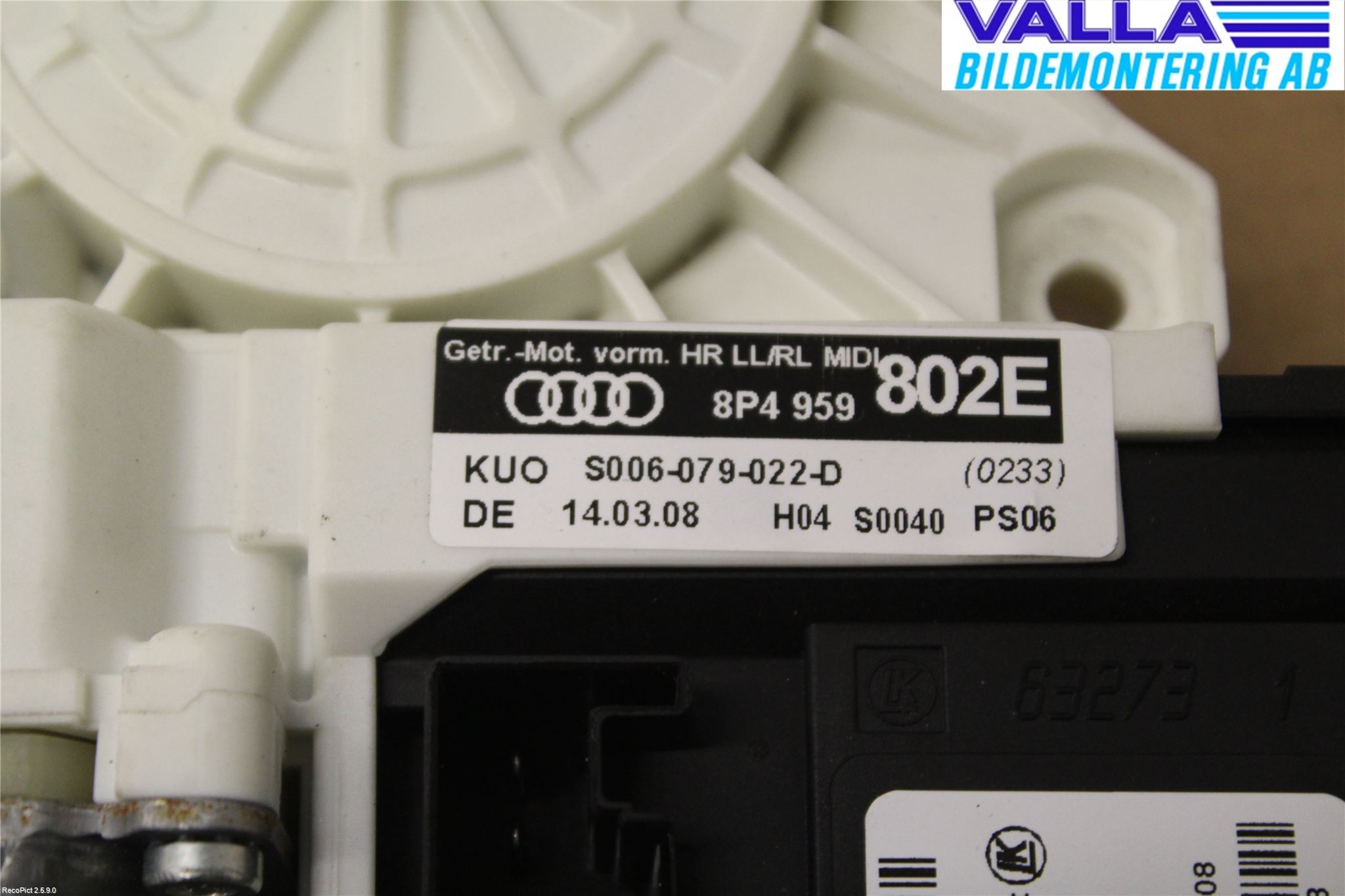 Audi A3/S3 05-13 Vindusheismotor