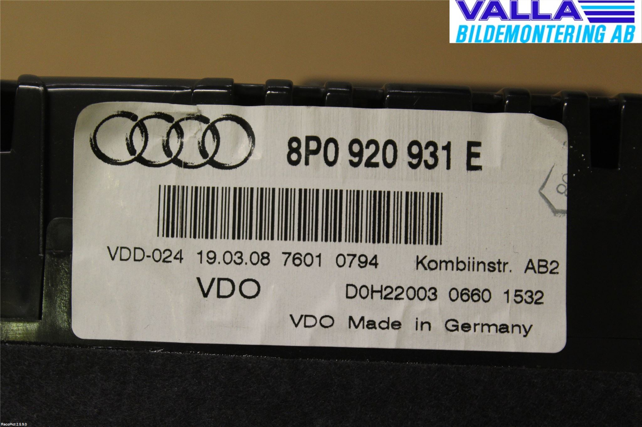 Audi A3/S3 05-13 Instr Kombinert