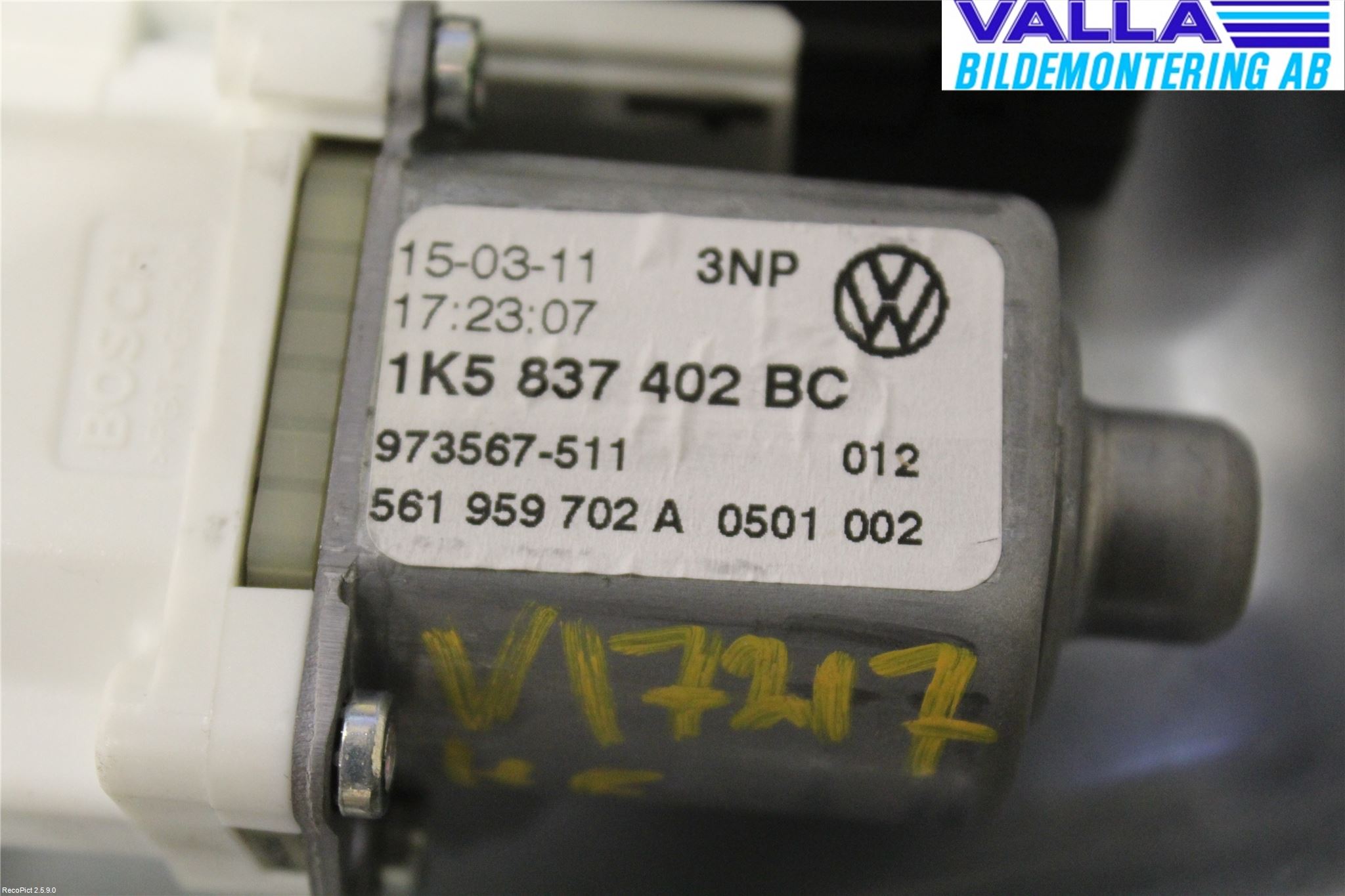 Volkswagen VW GOLF VI 09-13 Vindusheis El Komp
