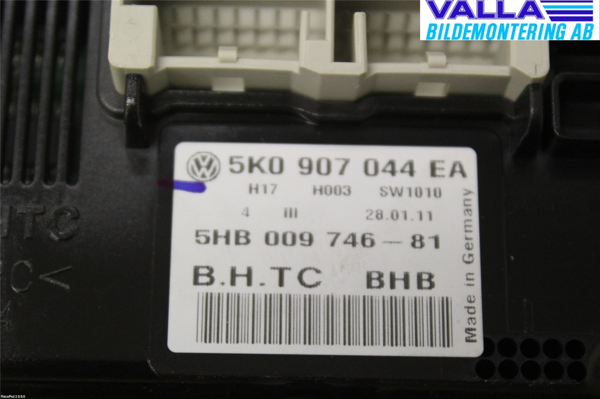 Volkswagen VW GOLF VI 09-13 Varme Ac Betjening-Display