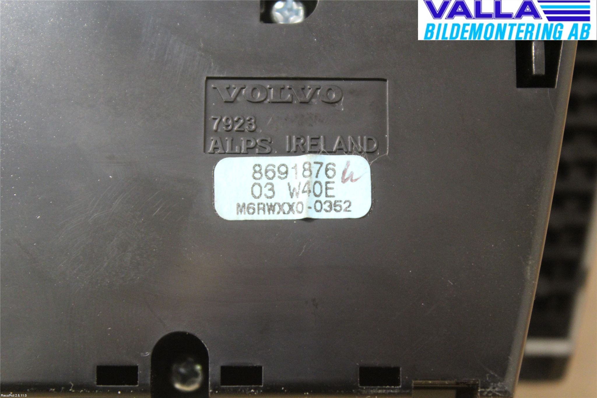 Volvo S60 01-04 Varmeapparat Panel(Regulering)