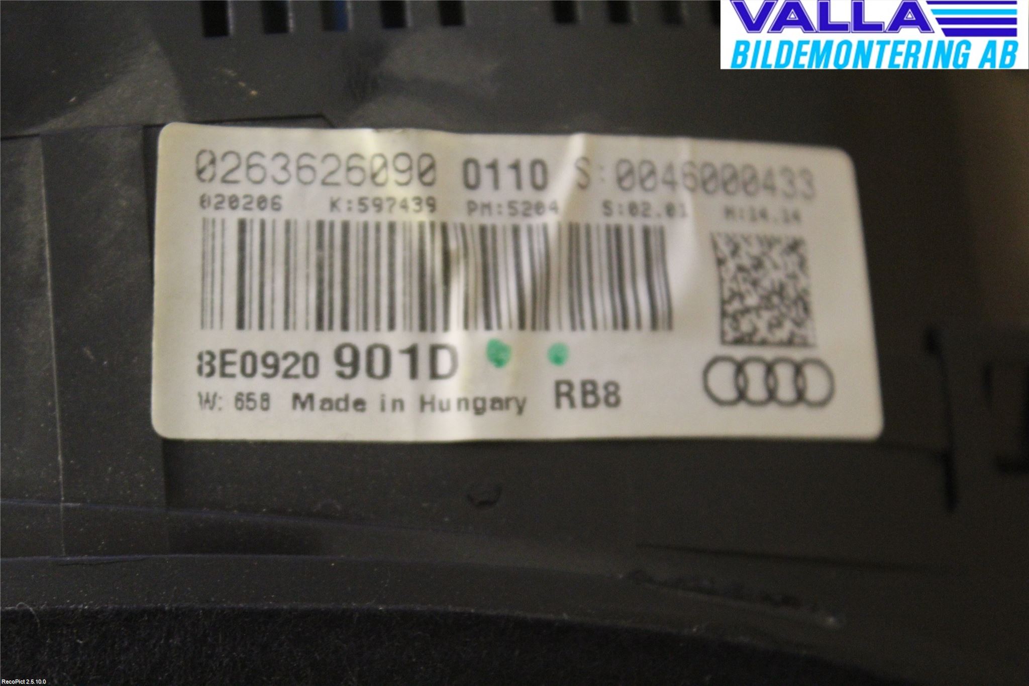Audi A4/S4 05-07 Instr Kombinert