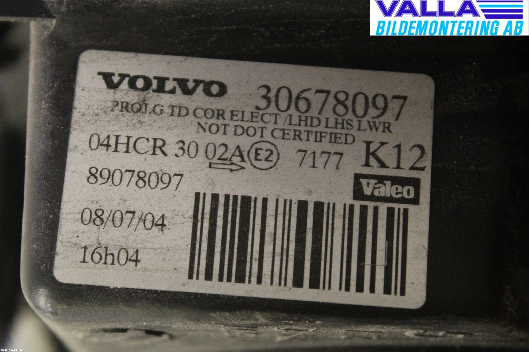 Volvo S80 04-06 Frontlykt Venstre