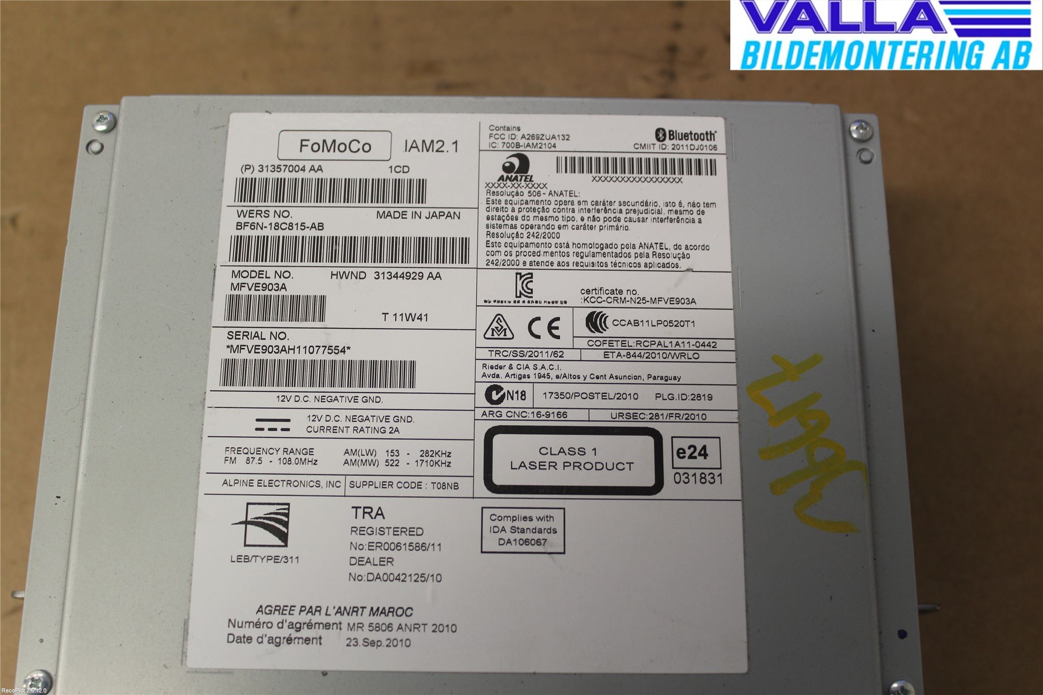 Volvo V60 11-13 Stereo Radio Med Cd