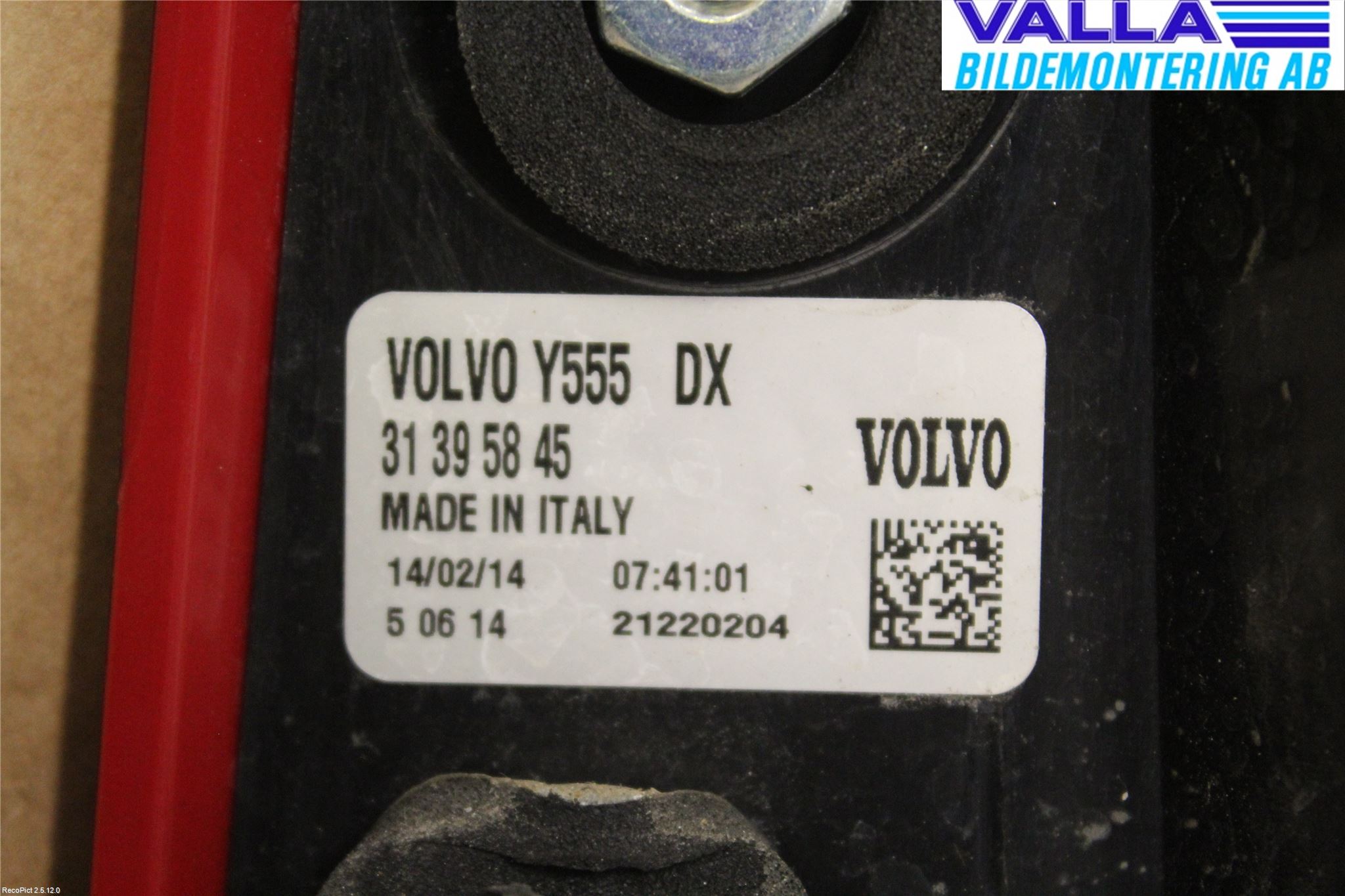 Volvo V40 12-19 Baklykt Høyre
