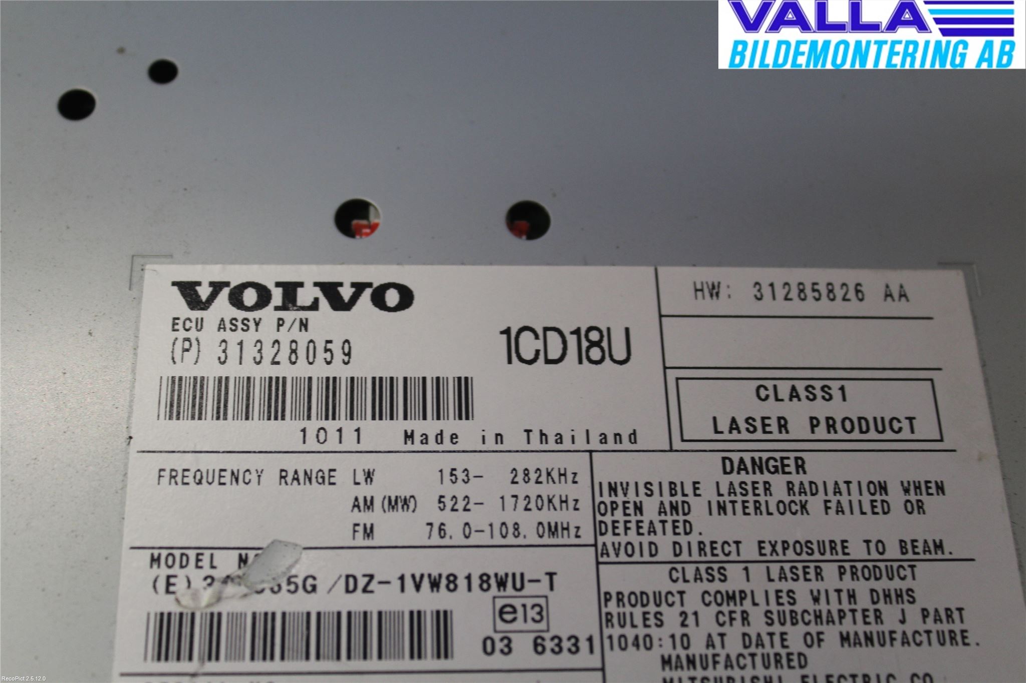 Volvo C30 10-13 Stereo Radio Med Cd