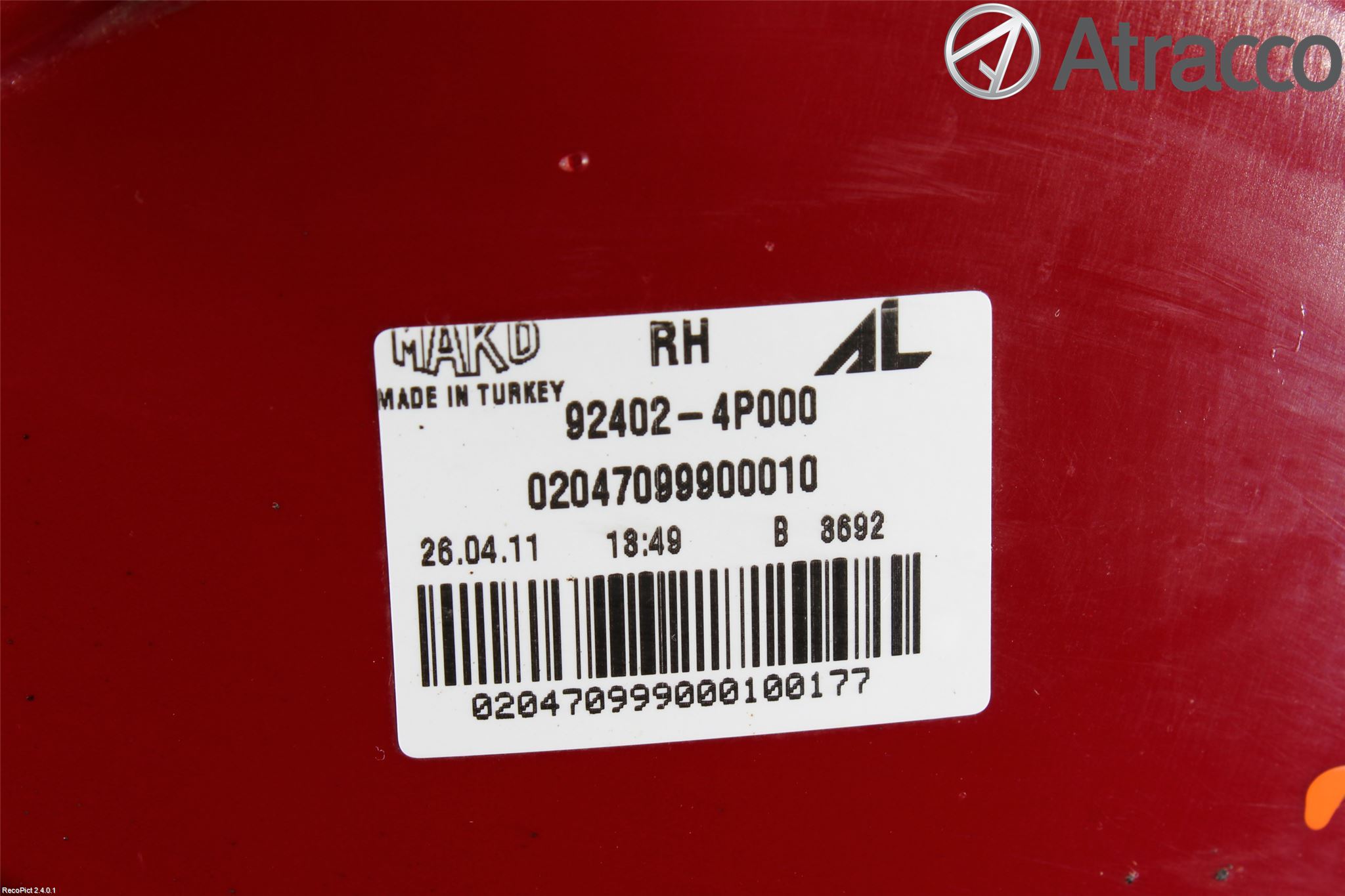 Hyundai i20 PB 09-14 Baklykt Høyre