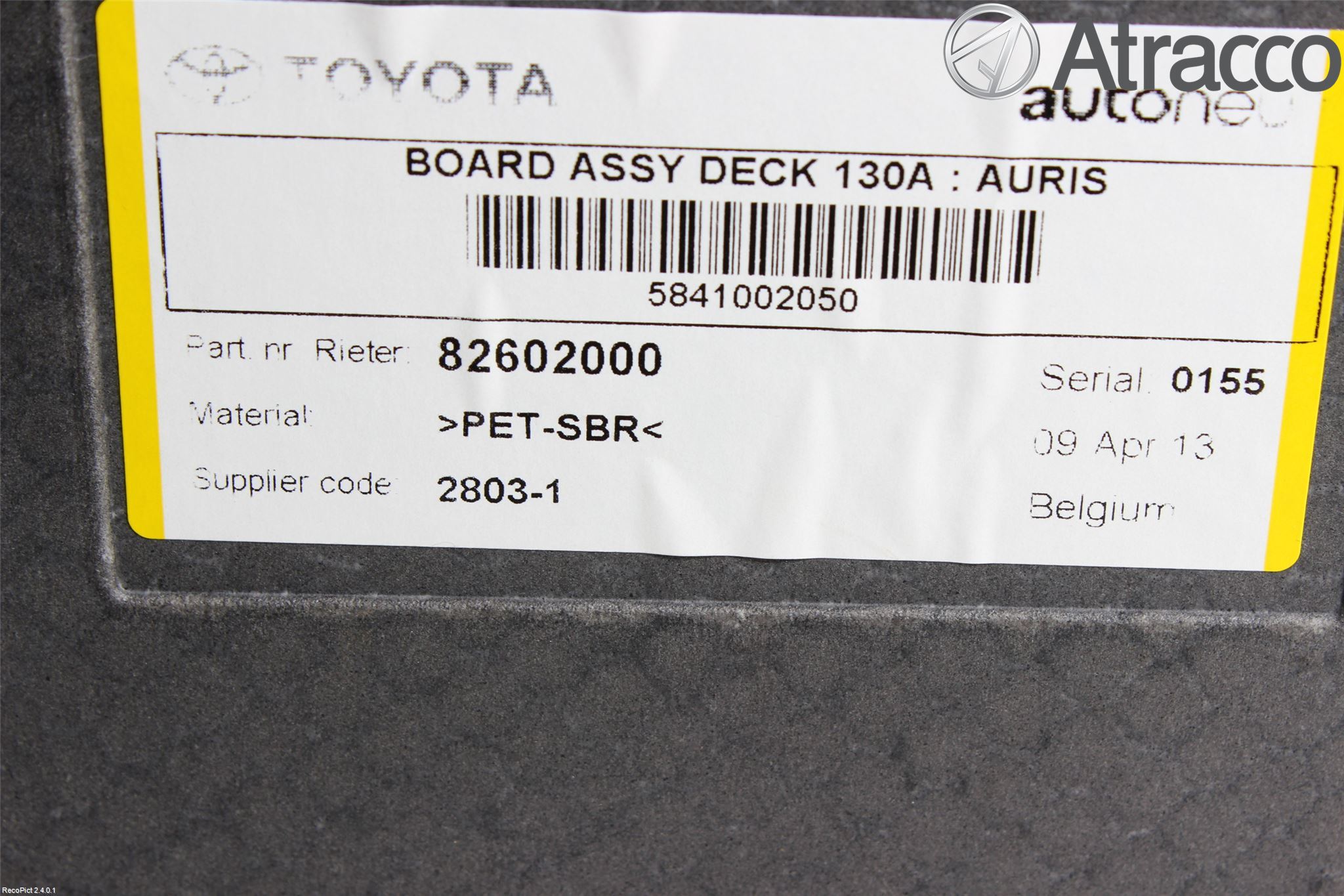 Toyota AURIS 13-19 Innr Bagasjeromkledsel