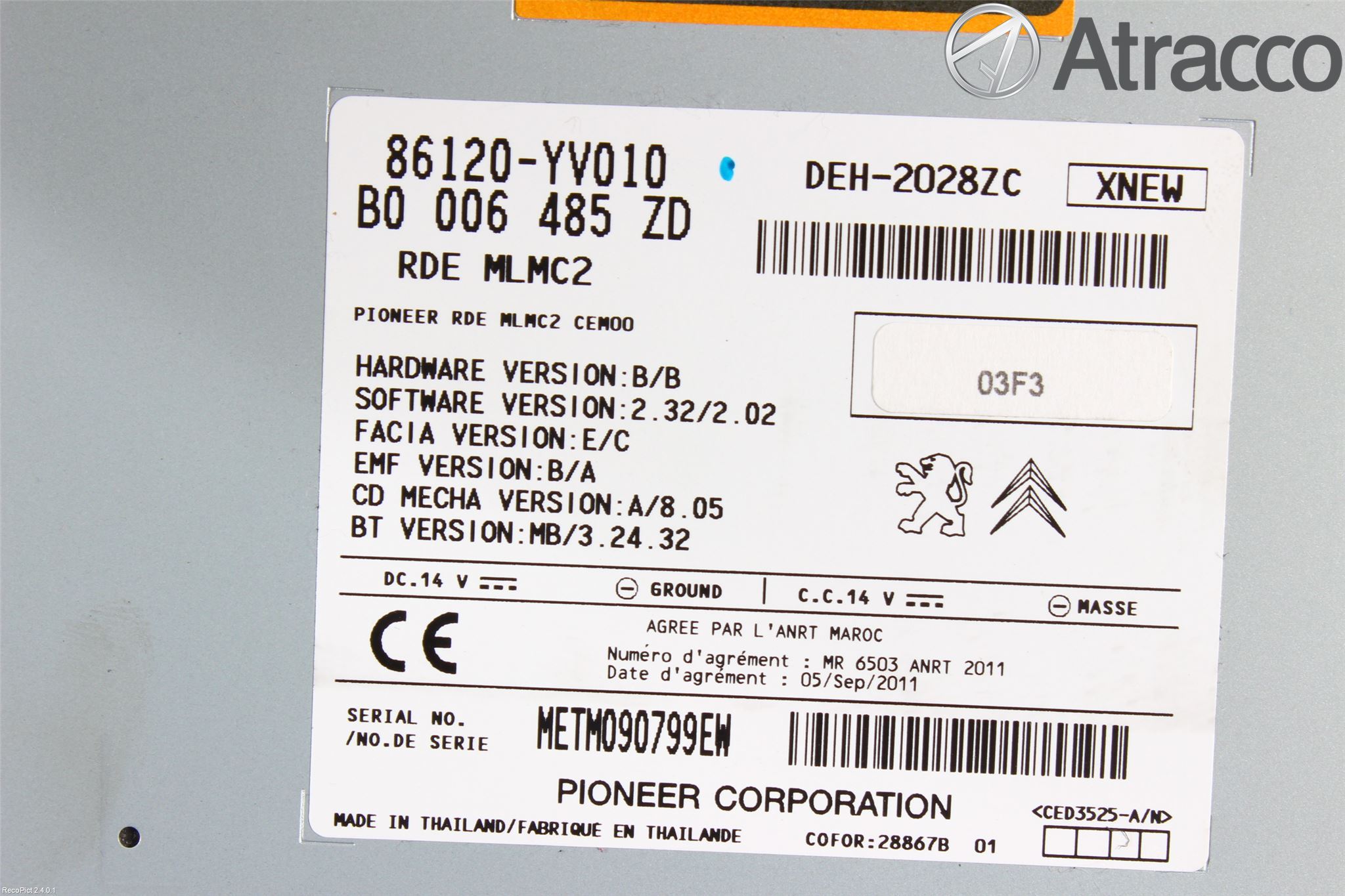 Toyota AYGO 06-14 Stereo Radio Med Cd