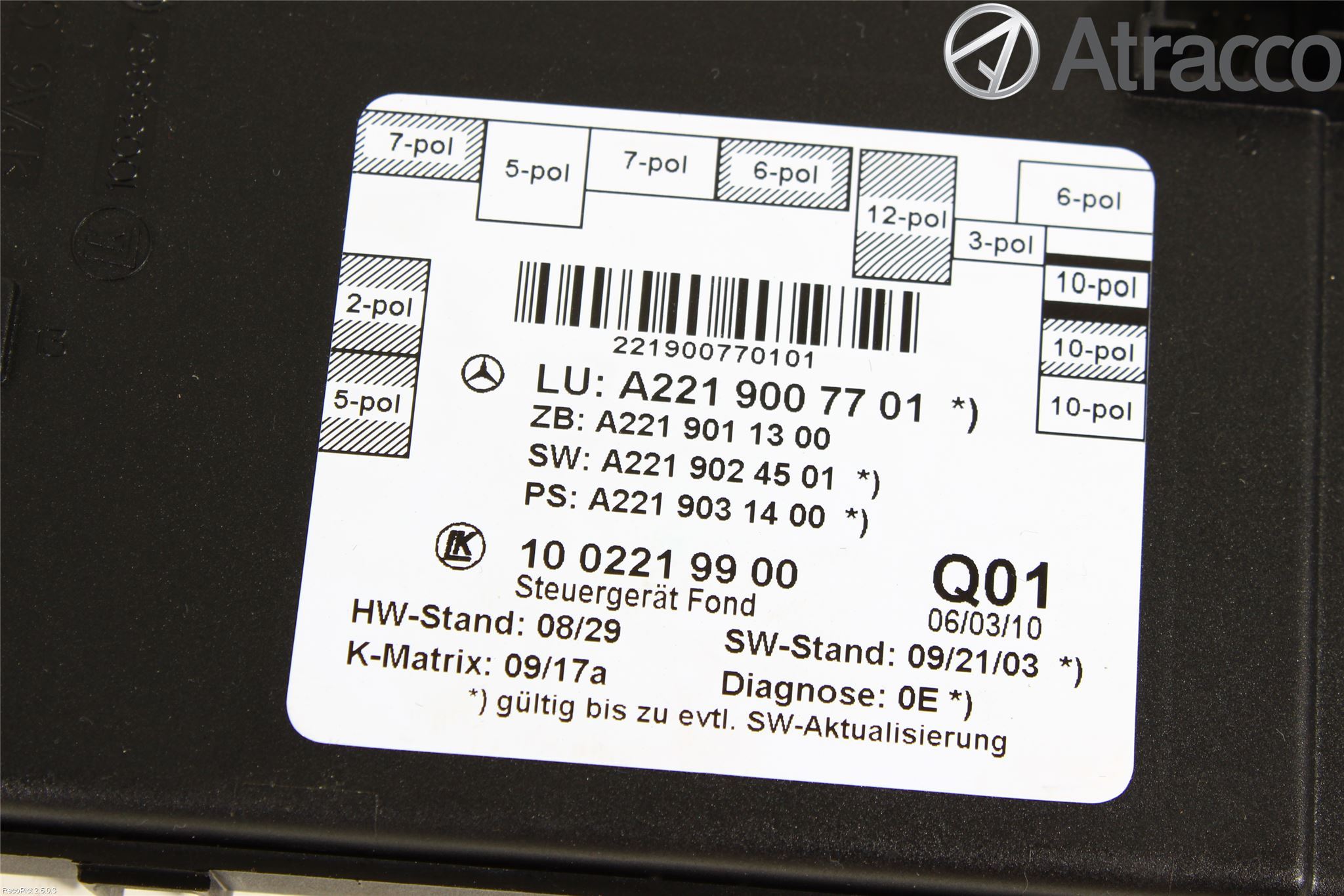 Mercedes-Benz MB S-KLASS (W221) 05-13 Styreenhet Øvrig