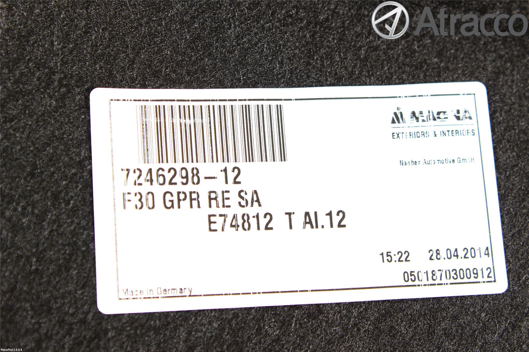 BMW 3 F30/F31/F80 12-19 Innr Sidetrekk-Deksel