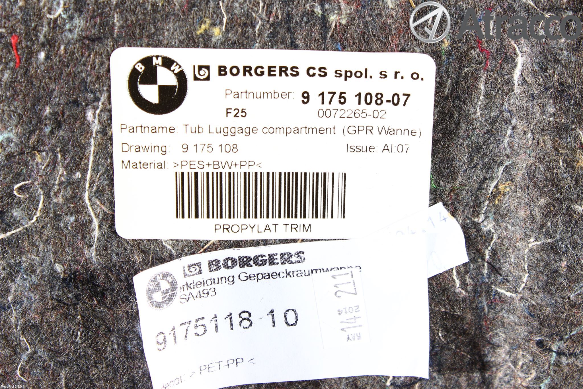 BMW X3 F25 10-17 Innr Bagasjeromkledsel