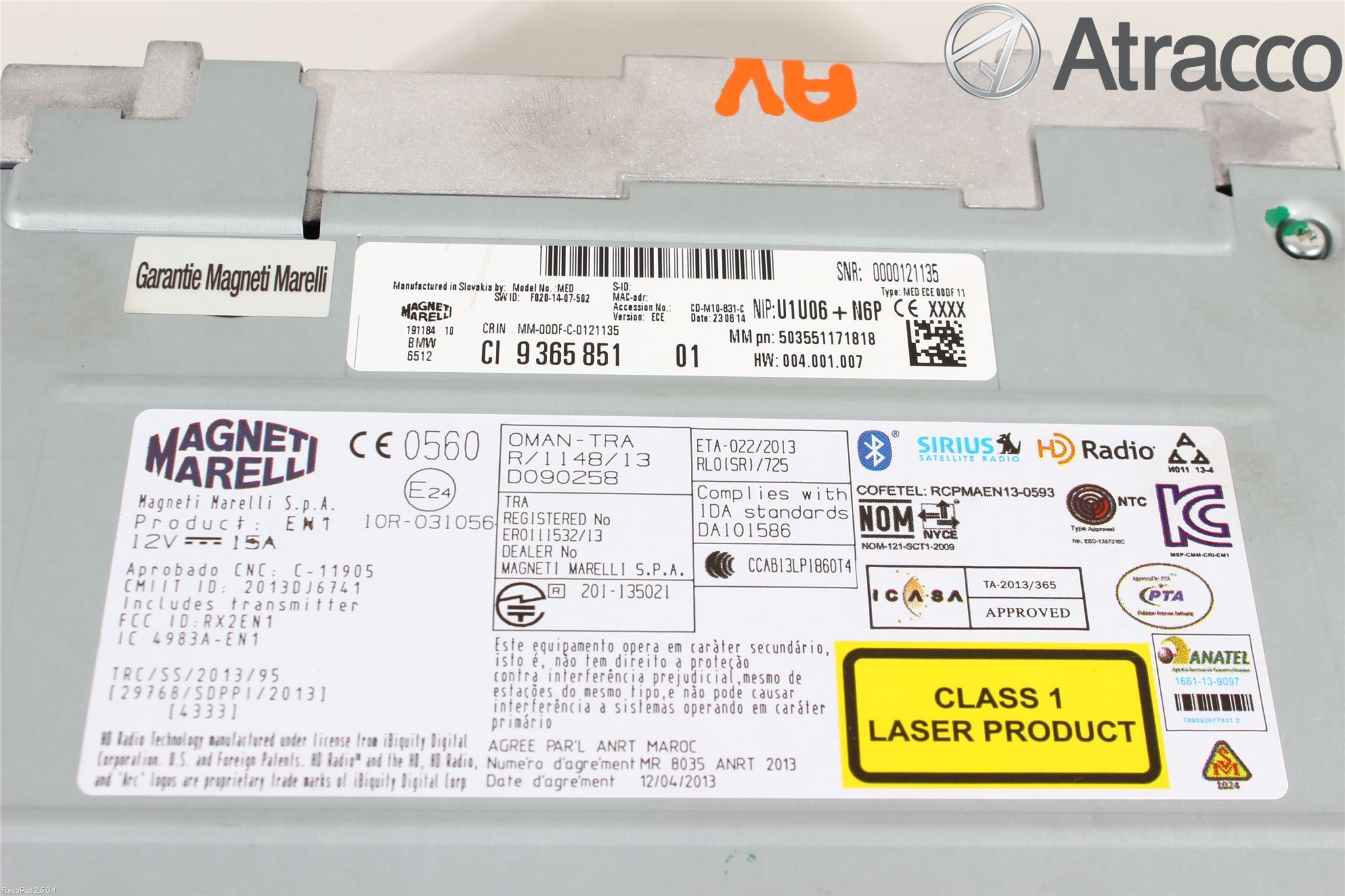 BMW 1 F20/F21 11-19 Stereo Radio Med Cd