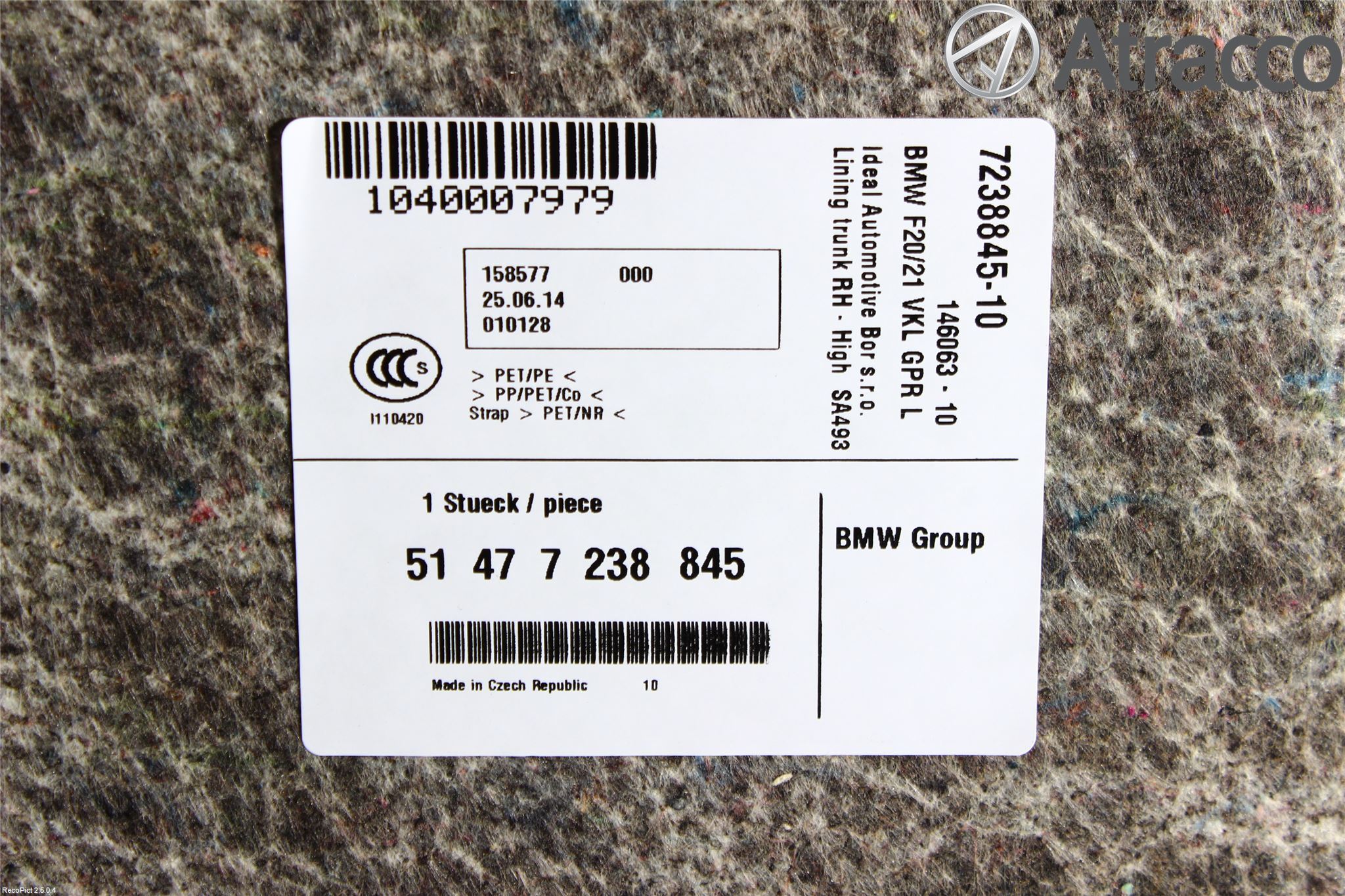 BMW 1 F20/F21 11-19 Innr Sidetrekk-Deksel