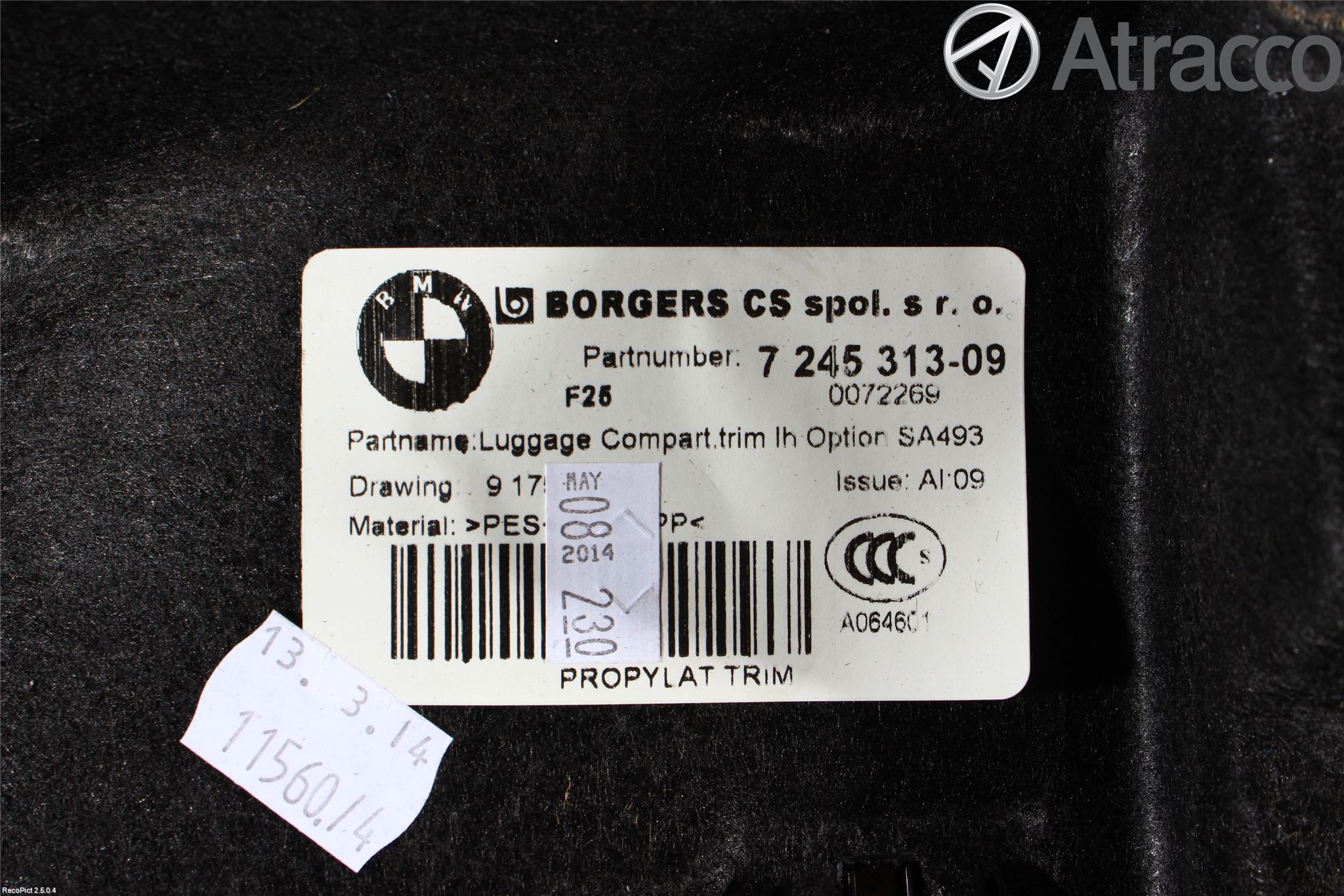 BMW X3 F25 10-17 Innr Sidetrekk-Deksel