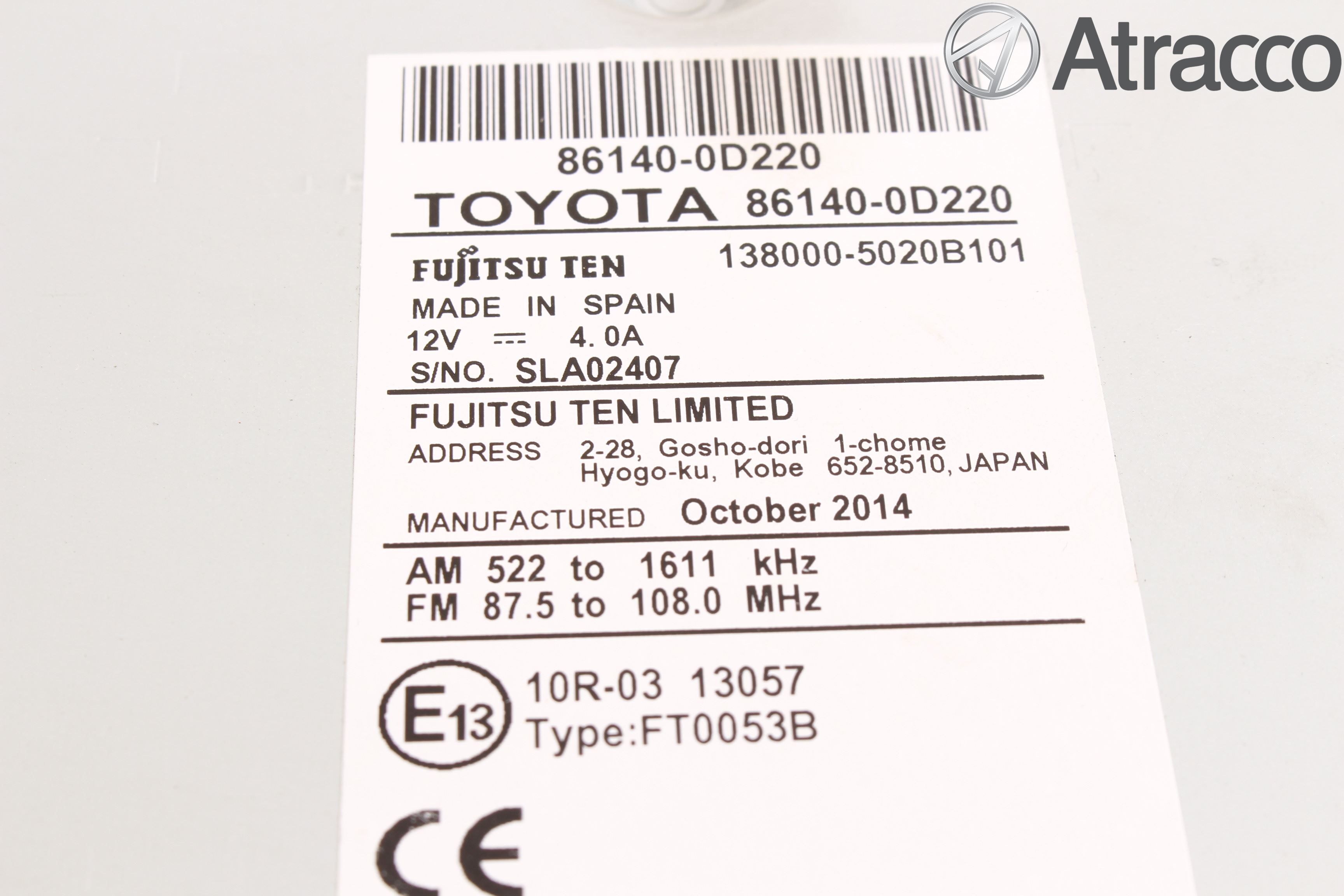 Toyota YARIS XP130 15-20 Stereo Radio Med Cd