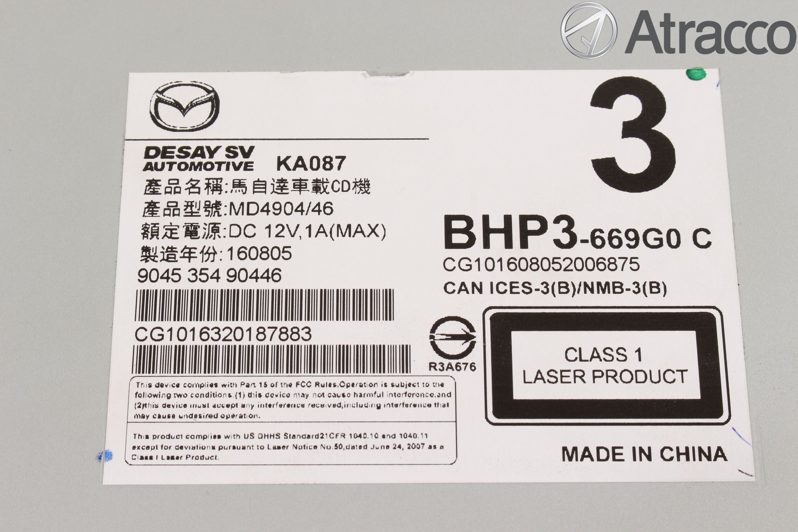 Mazda 3 III 14-19 Stereo Radio Med Cd