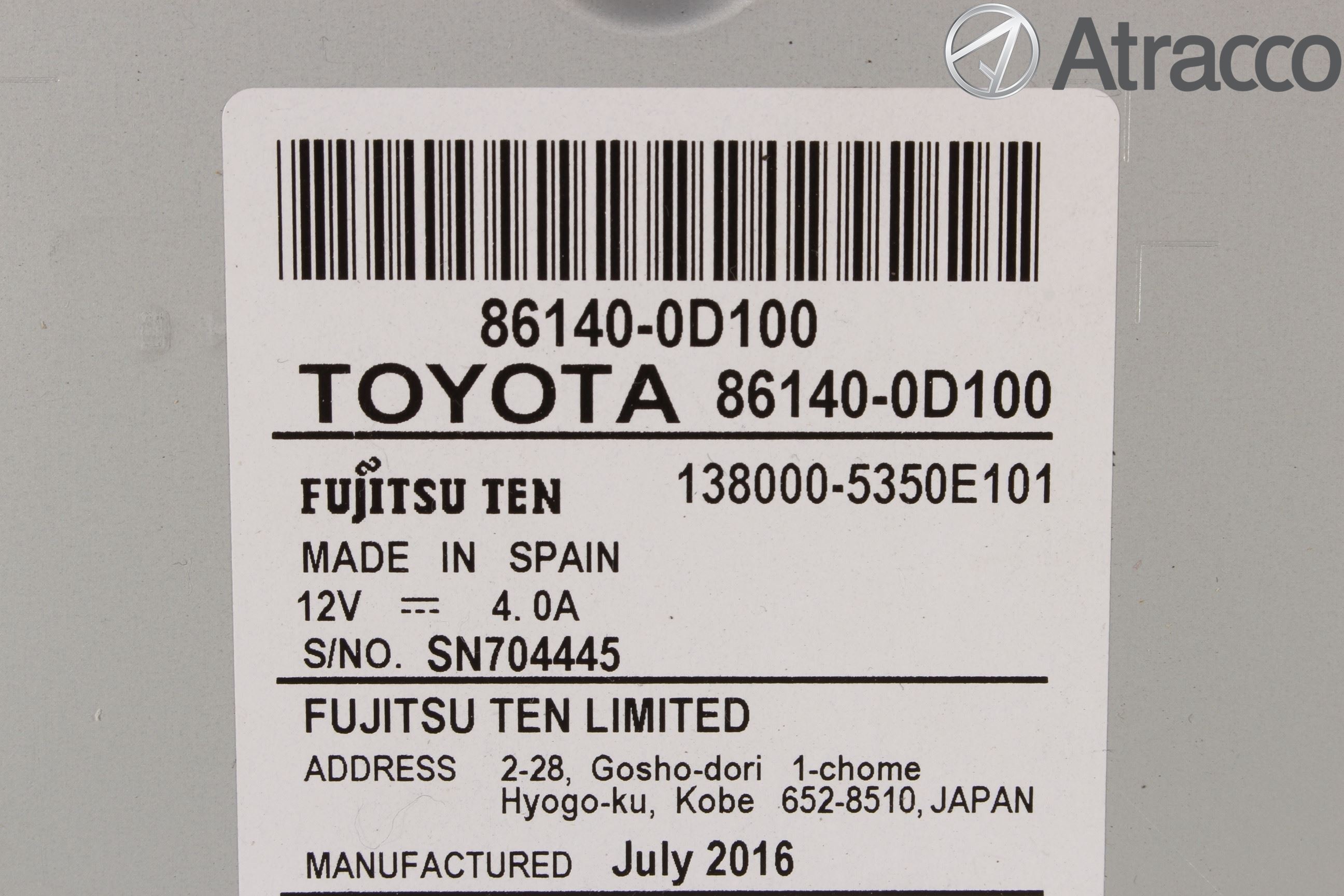 Toyota YARIS XP130 15-20 Stereo Radio Med Cd